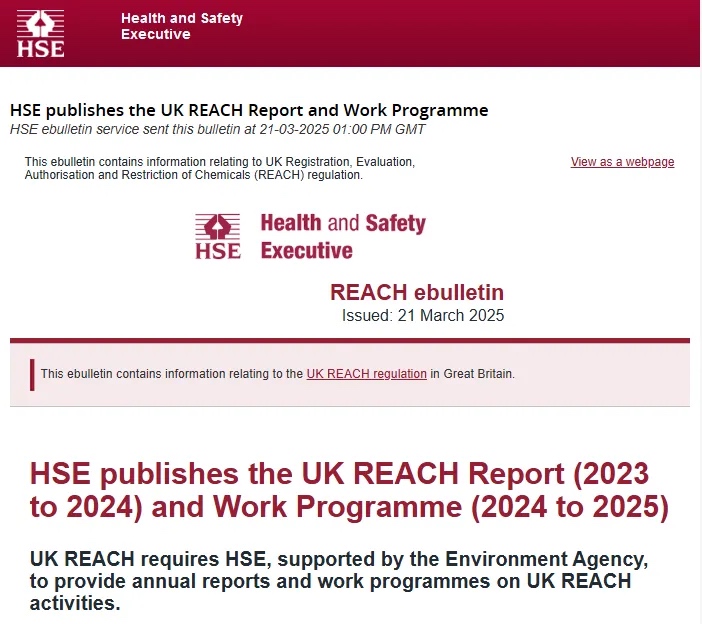 英国UK REACH 2024/25年度工作计划